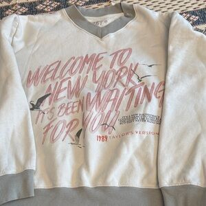 Taylor Swift Cream and Gray Graphic Sweatshirt